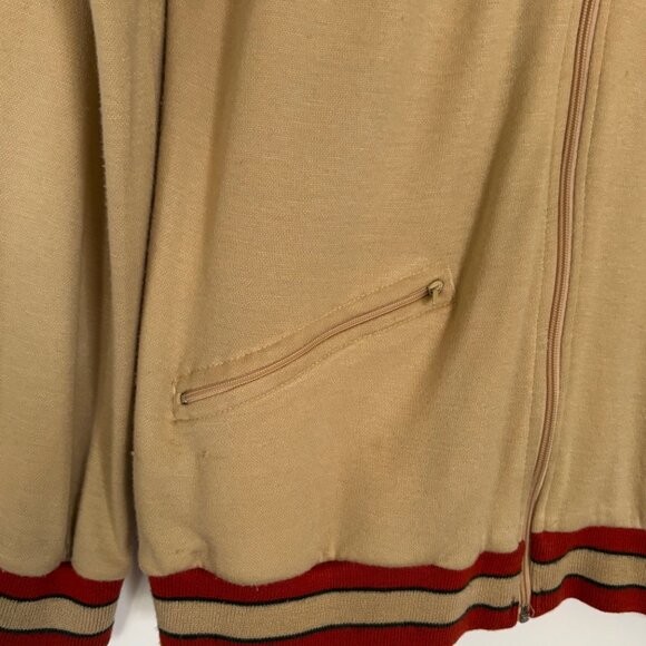 Vintage Track & Court Sweatshirt Large Mens Beige Red and Green Stripes - Picture 3 of 6